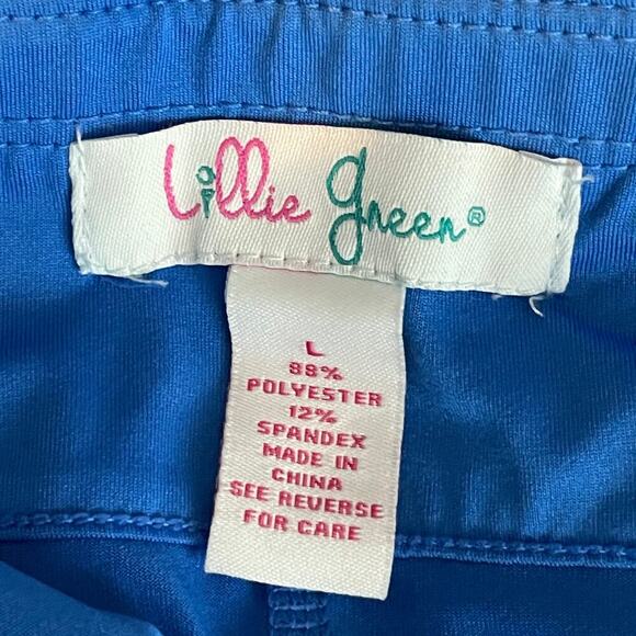 Lillie Green‎ Teal White Batik Geometric Skort Size L Skirt with Shorts - Picture 6 of 7